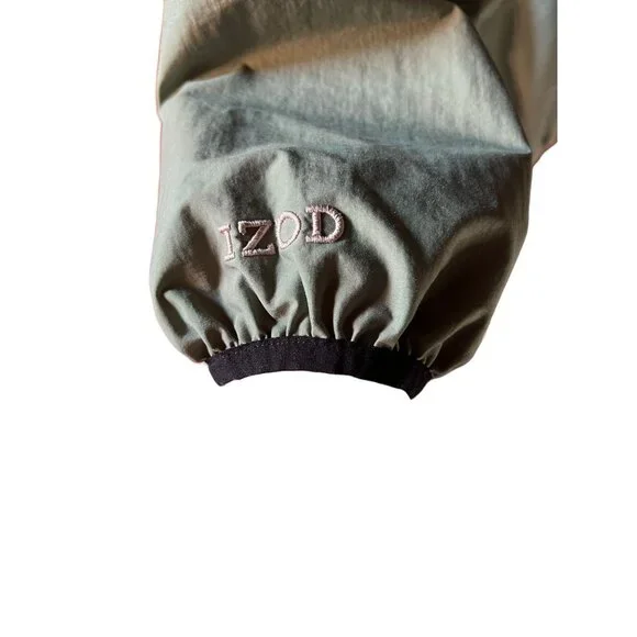 Izod XFG Mens Hooded Windbreaker Jacket L Nylon Olive Green Casual Outerwear - Picture 8 of 11